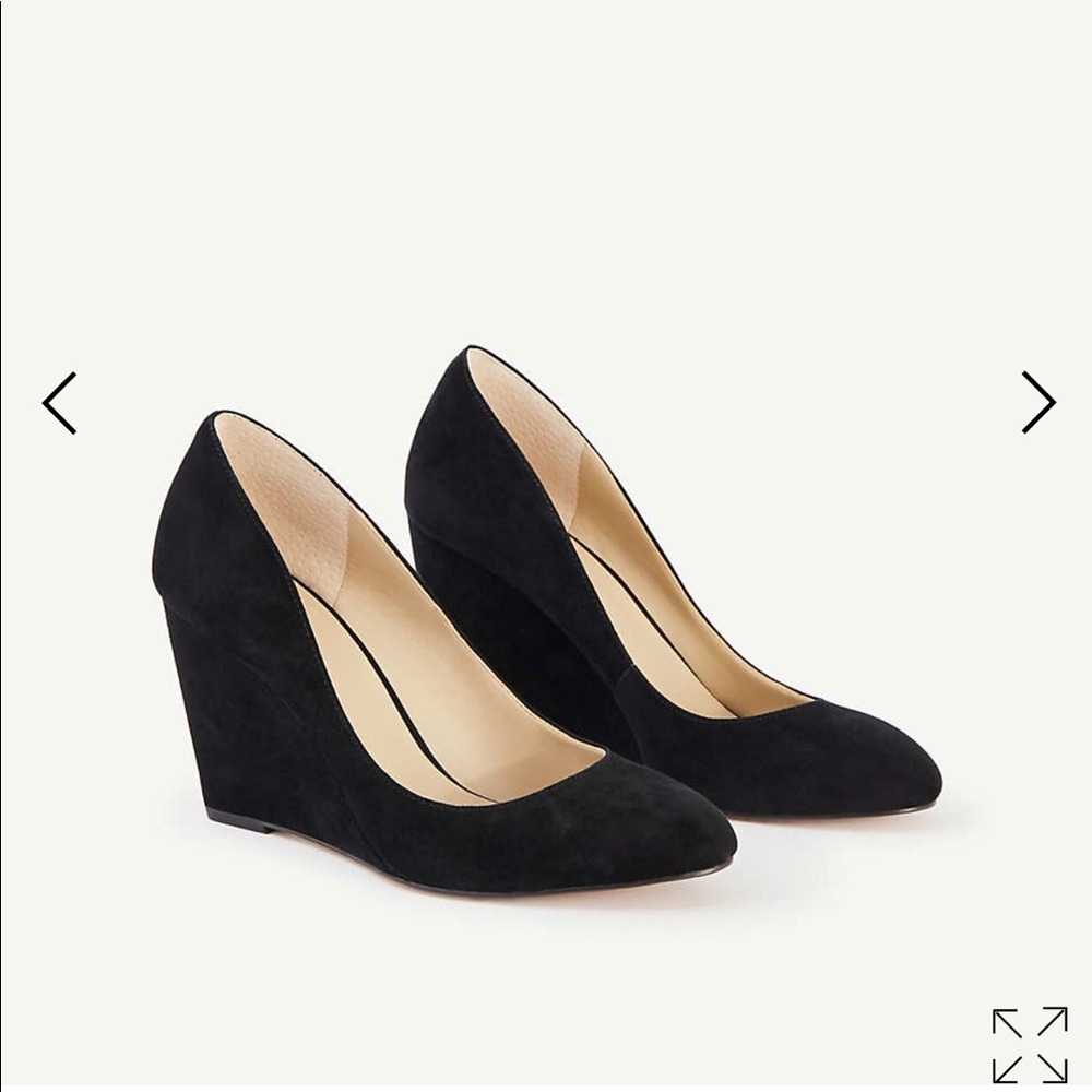 Black suede wedges